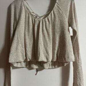 Free People Cream Long Sleeve Top